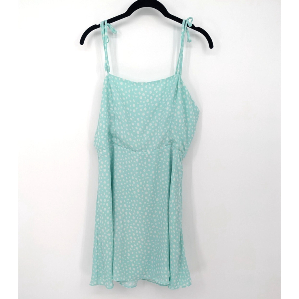 GB Slip Dress Womens Size Large Green Polka Dot Babydoll Y2K 90s Girly Mini‎